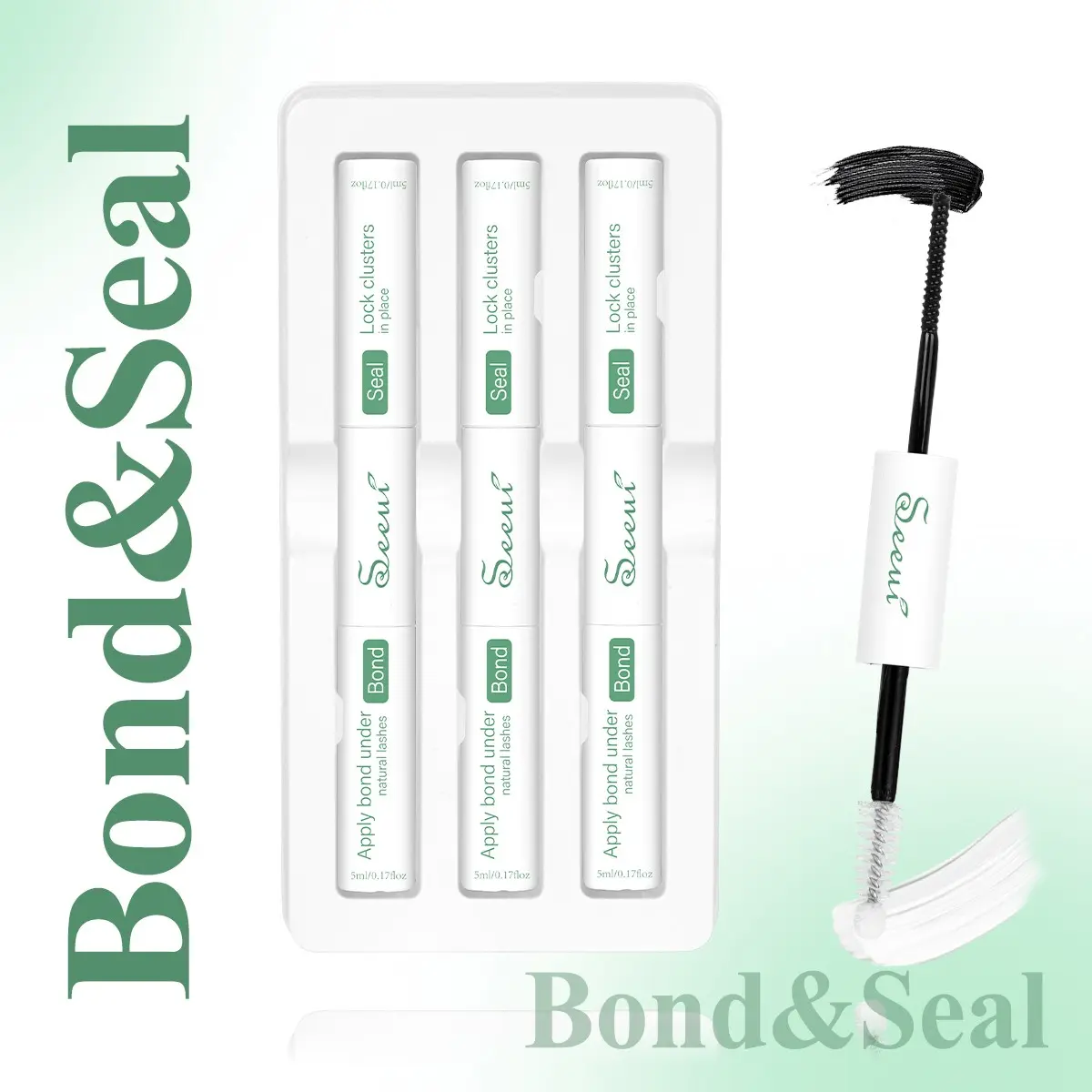6pcs/3pcs Lash Cluster Bond&Seal, Lash Glue for Eyelash Clusters, False Eyelash Adhesive, Bond and Seal, Waterproof, 2-in-1 Home Use, Strong Hold for 72H, Beginner Friendly, DIY at Home Easily, 5ml+5ml (Black Bond), Eyelash Fixer