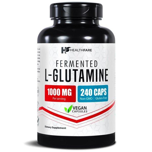 Healthfare L-Glutamine 1000mg | 240 Capsules | Amino Acid Fuel for Gut & Muscle