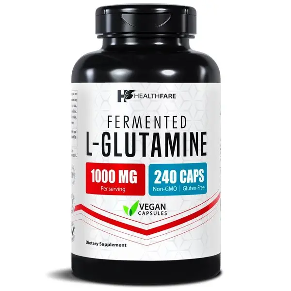 Healthfare L-Glutamine 1000mg | 240 Capsules | Amino Acid Fuel for Gut & Muscle