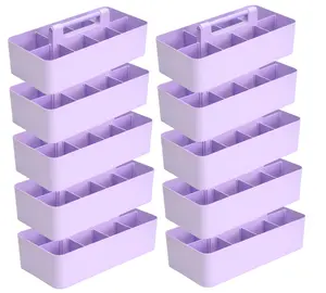 Enjoy Organizer 10 PACK -Large Plastic Storage Portable Caddy with Handles Made In USA Boxes Bin Cabinet Household Smooth