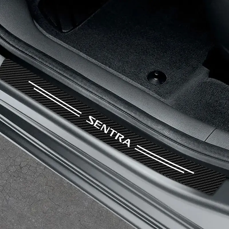 5pcs Car Door Sill Carbon Fiber Stickers, Anti-Scratch & Waterproof Protection, Durable Design for Nissan Sentra, Easy Installation, Car Accessories