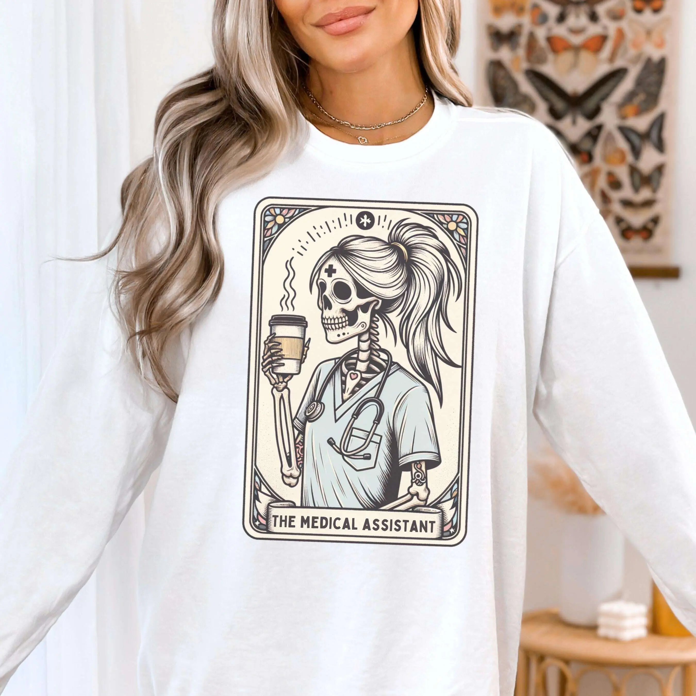Medical Assistant Short Sleeved T-SHIRT / Sweatshirt ,Medical Assistant Tarot Card tee, CMA Gift, Certified Medical Assistant Crewneck Cotton Fabric