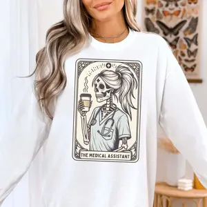 Medical Assistant Short Sleeved T-SHIRT / Sweatshirt ,Medical Assistant Tarot Card tee, CMA Gift, Certified Medical Assistant Crewneck Cotton Fabric