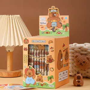 12pcs Capybara Writing Pens, Straight Stick Neutral Pens, High Aesthetic Cartoon Signature Pens, Erasable Water Pens