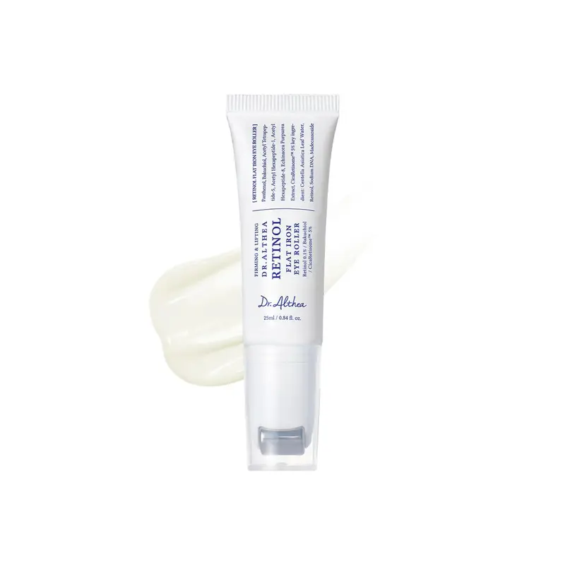 [Dr.Althea] Retinol Flat Iron Eye Roller 25ml - Retinol, Bakuchiol, Cica Retisome, Hyaluronic Acid, Firming, Face Lift Serum with Gua Sha Roller, Antiaging Care with Madecassoside & Centella & Hyaluronic Acid