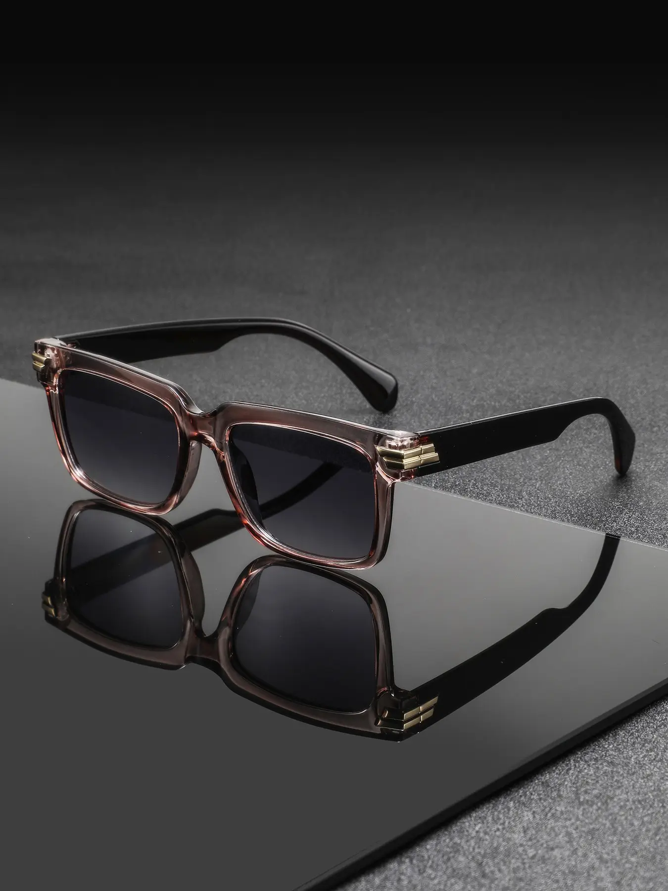 Men's PC Square Full Frame Casual Fashion Glasses, Casual Stylish Glasses, High-End Style, Perfect for Street Photography, Parties, Music Festivals, Daily Wear