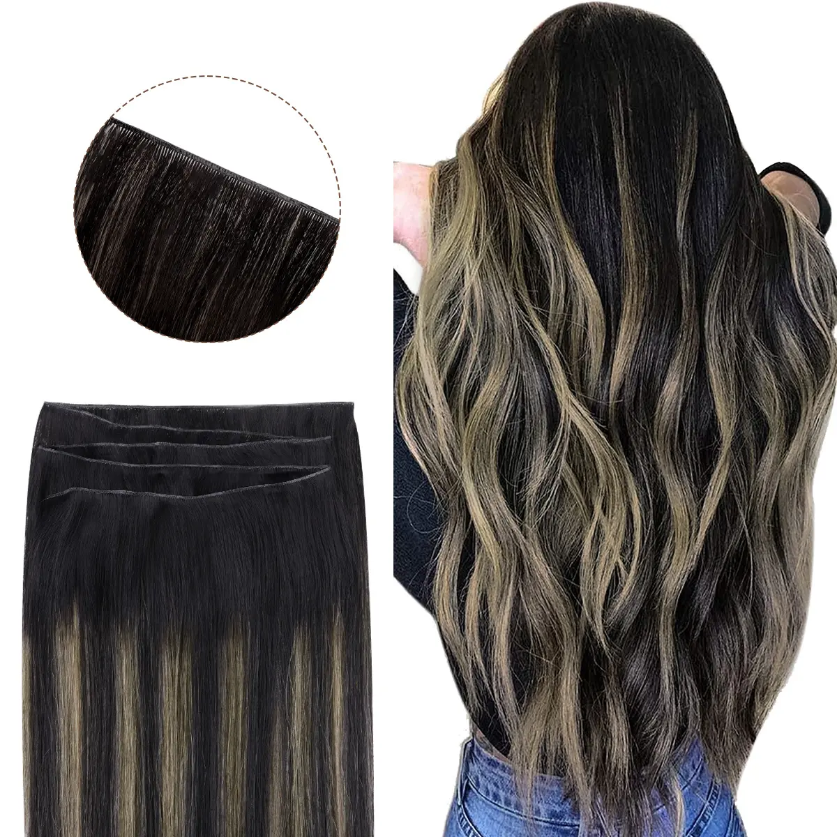 #1B/19/1B  Balayage Natural Black to Light Blonde