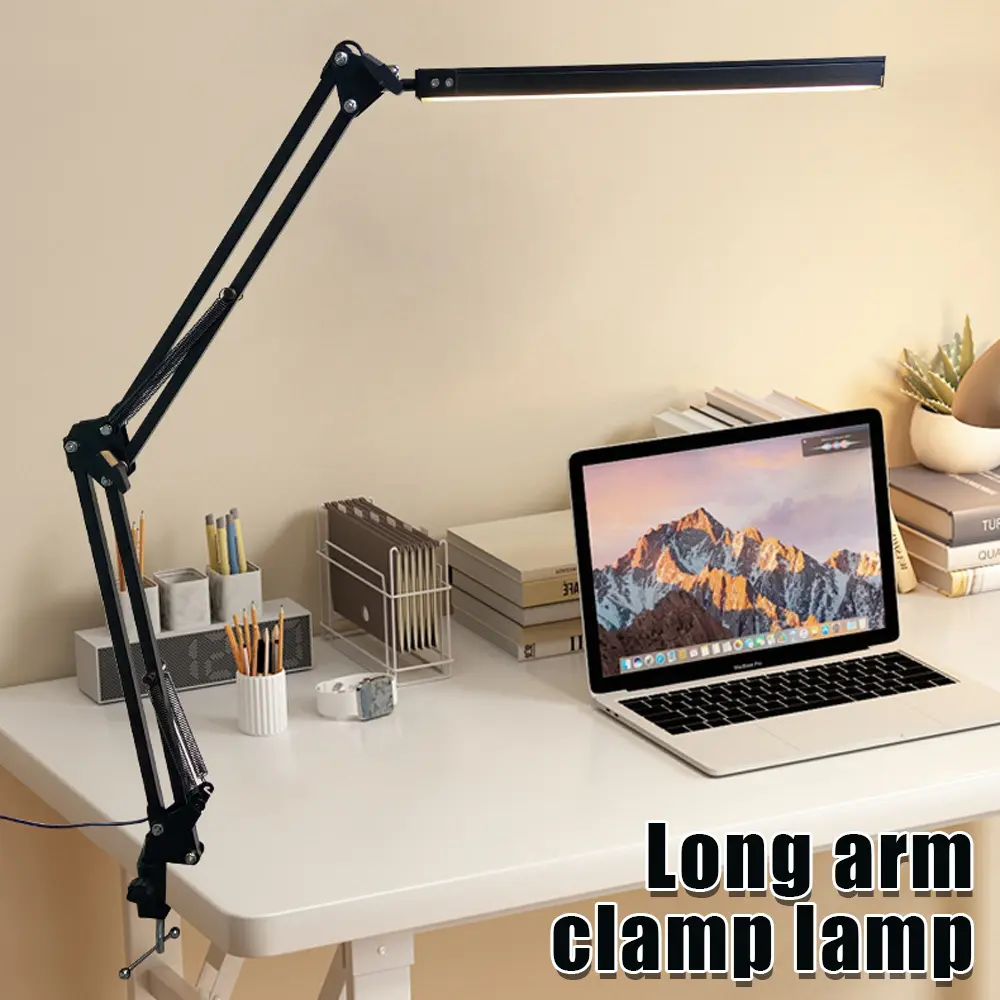 Clip-On LED Desk Lamp - Clamp-Style Adjustable Color-Changing Lamp with 3 Color Modes, 10 Levels Brightness, Flexible Gooseneck, Dimmable USB Power, Home Office Desk Accessory,campingessentials,outdoorfurnitureset,campinggear