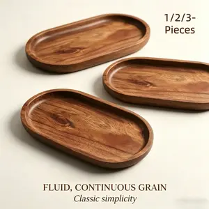 Wooden Oval Trays Set, 1/2/3 Pieces, Multi-Use Serving Dishes, Kitchen Accessories, Easy Clean, Ideal Gift for Mother's Day, Christmas, Birthday