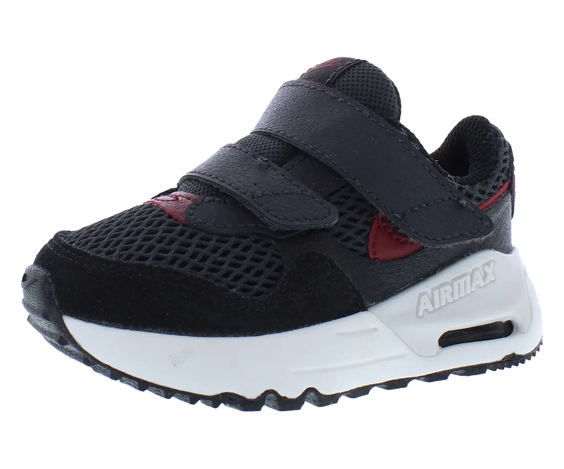 NIKE Air Max System Unisex Infant/Toddler Basic Casual Sneakers - No-Lace Hook-and-Loop Strap for Snug Fit, Toddlers, Hook & Loop