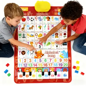 Kids' English-Spanish Alphabet Poster with Interactive Talking Alphabet & Number Chart for Early Education Fun Bilingual Learning ABC & Basic Vocabulary Toy No Screen Battery Powered Classroom Use Alphabet Preschool Gift Ideals for Kids