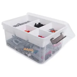 17 QT Plastic Storage Box with Removable Tray Craft Organizers and Storage Clear Storage Container for Organizing Bead, Tool, Sewing, Playdoh Citylifehouse