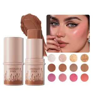 HelloKiss Multi-Color Face Stick: 3-in-1 Bronzer, Blush & Highlighter – Natural Definition, Buildable Coverage, Waterproof & Sweatproof, Multi-Use Sculpting Makeup