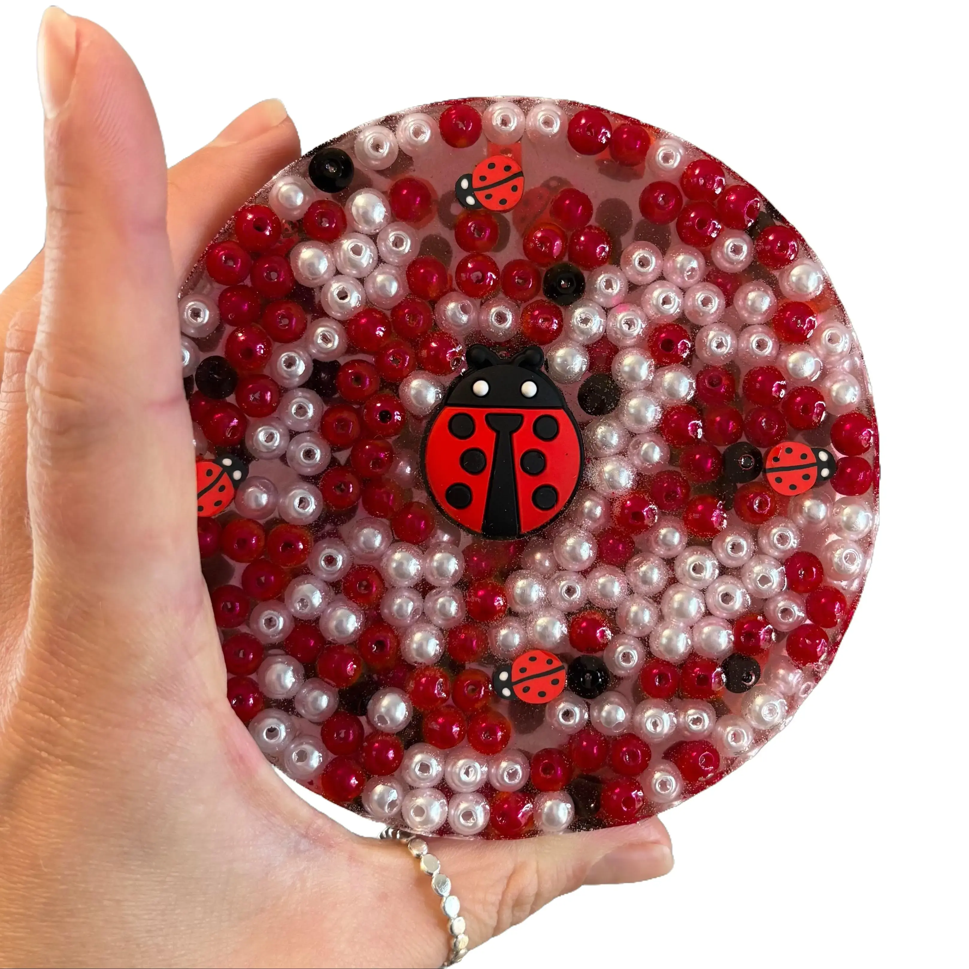 Reusable Picky Pad Lady Bug Pick Limited Edition, Pride Theme, Handcrafted Biodegradable Remelts 30+ Times Colorful Beads OT Friendly Calming Sensory Fidget for Focus