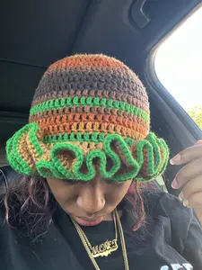Custom Crochet Ruffle Beanie
