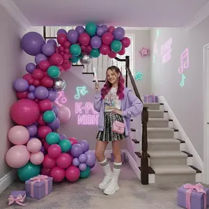 88 Piece Balloon Arch Flower Garland Set, K-Pop Music Theme Birthday Party Decor, Summer Tropical Party Supplies