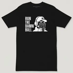 Men's Loud "Run The Damn Ball" Short-Sleeve Casual Cotton Fabric T-Shirt, Menswear Shirt