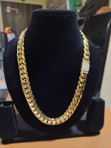 Luxury Cuban Link 20mm Gold-Plated Miami Cuban Link Necklace, Real Ice Diamond Crystal Hip-Hop Engagement Necklace, Rose Gold Plated, Temperament Necklace, Top Luxury Jewelry Gift Choice, Suitable for High-End Occasions