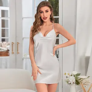 Backless Satin Slip Nightdress for Women – Sexy Silk Touch Sleep Dress Soft Lightweight Loungewear