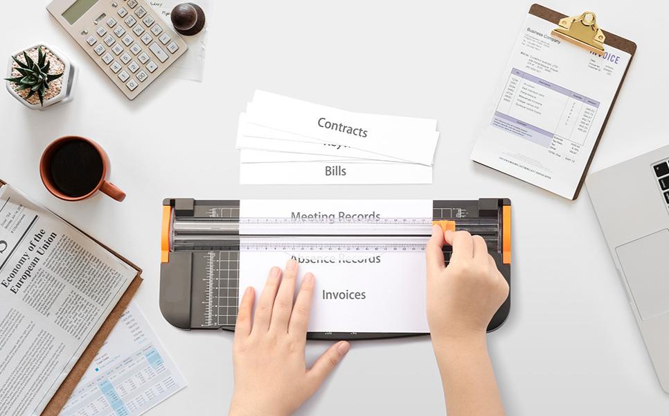 12 Inch Titanium Paper Cutter with Automatic Safety Guard, Side Ruler for A3 A4 A5 Paper, Scrapbooking, Cards, Photos, Coupons, and Cardstock