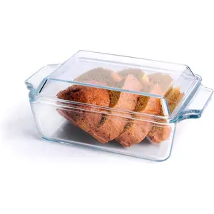 Rectangular Tempered Glass Casserole Dish, Tempered Glass Baking Dish with Glass Cover. Oven, Freezer and Dishwasher Safe.- 1 Liter