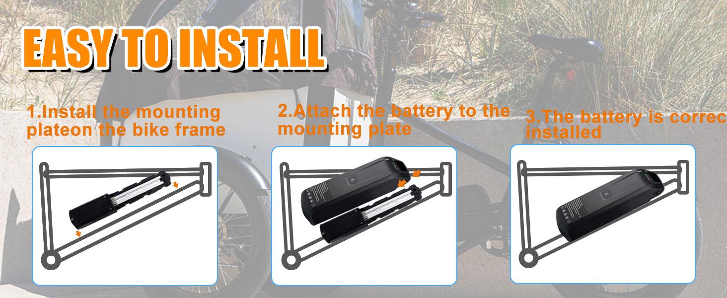 36V 15Ah Ebike Battery, 4 Pin / 5 Pin Lithium Ion Battery Pack for 250W-750W  Electric Bicycle Conversion Kit, High Capacity 36 Volt Battery with 40A BMS, USB Port & Safe Lock