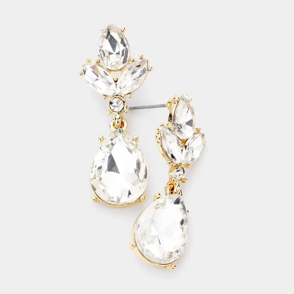 Teardrop Stone Dangle Evening Earrings