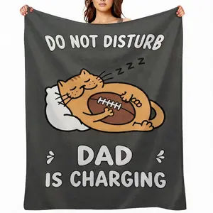 Cozy Fleece Blanket for Dad Funny for Father Husband Boyfriend Soft Light Throw Blanket for Couch Bed Travel Football Present for Christmas Birthday