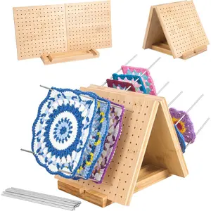 Crochet Blocking Board with Pegs & Accessories - 15.5x7.7 inch Knitting Board for Granny Square, Perfect Gift for Grandma & Mom, Complete Crochet Tool Kit.