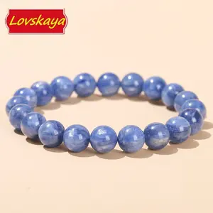 Lovskaya High Quality Kyanite Natural Crystal Bead Bracelet Fashionable & Elegant Unisex Jewelry for Various Occasions Blue Beads