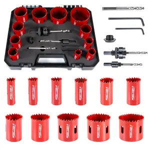M42 Hole Saw Kit,18Pcs 8% Cobalt Hole Saw Set with with 3/4"-2-1/2"(19-64mm)–Deep Cut 2" Depth HSS Hole for Wood,,, Sheet & Stainless