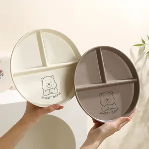Separable Plate Set, Fat Burning Plates, Three Compartment Anti-Drop Plastic Plate, Portable Food Tray for Home Kitchen Dining Picnic Camping