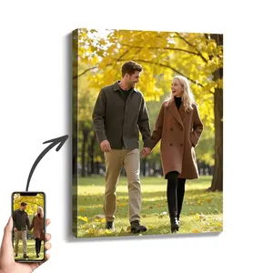 Custom Photo Canvas Poster - Personalized Framed or Unframed Wall Art with Your Own Photo, Modern Minimalist Home Decor, Indoor/Outdoor Use, Pine Wood Frame