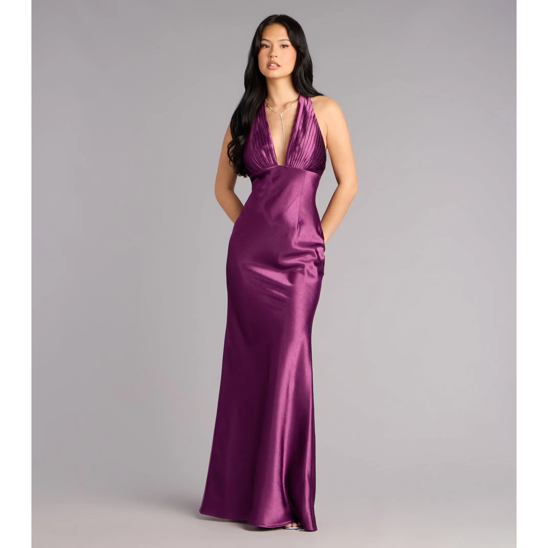 Meryl Satin Open Back Mermaid Formal Dress