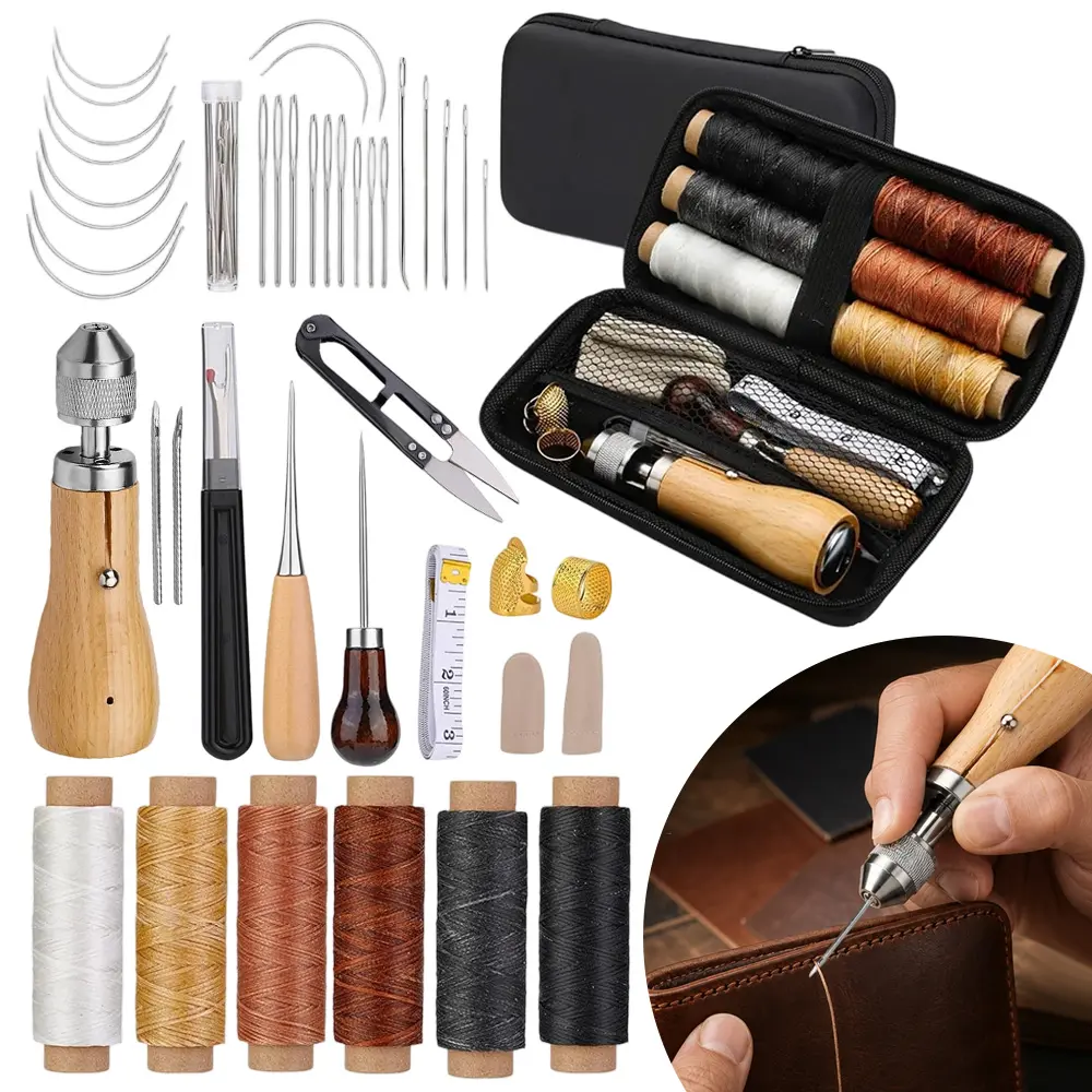 40PCS Sewing Awl Kit with Bag, Portable Awl Tool Stitching, Speedy Stitcher Sewing Awl Kit for DIY Leather Sewing Repair Craft