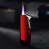 Men's 2-Piece Small Windproof Metal Butane Lighter Set - Stainless Steel Body, Handheld, Waterproof, Refillable, Adjustable Smooth Soft Flame Control, for Camp Kitchen Cooking, Outdoor Use, Cool and Creative Gifts