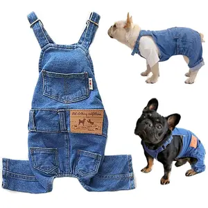Dog Shirts Clothes Denim Overalls, Pet Jeans Onesies Apparel, Puppy Jean Jacket Sling Jumpsuit Costumes, Fashion Comfortable Blue Pants Clothing for Small Medium Dogs Cats Boy Girl