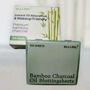 Bamboo Charcoal Oil Blotting Sheets - Puff and Mirror (100 Sheets)