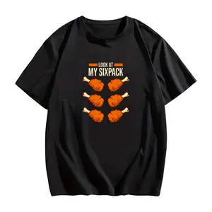 100% Cotton Fried Chicken Sixpack Graphic Funny Chicken Wings T-Shirt