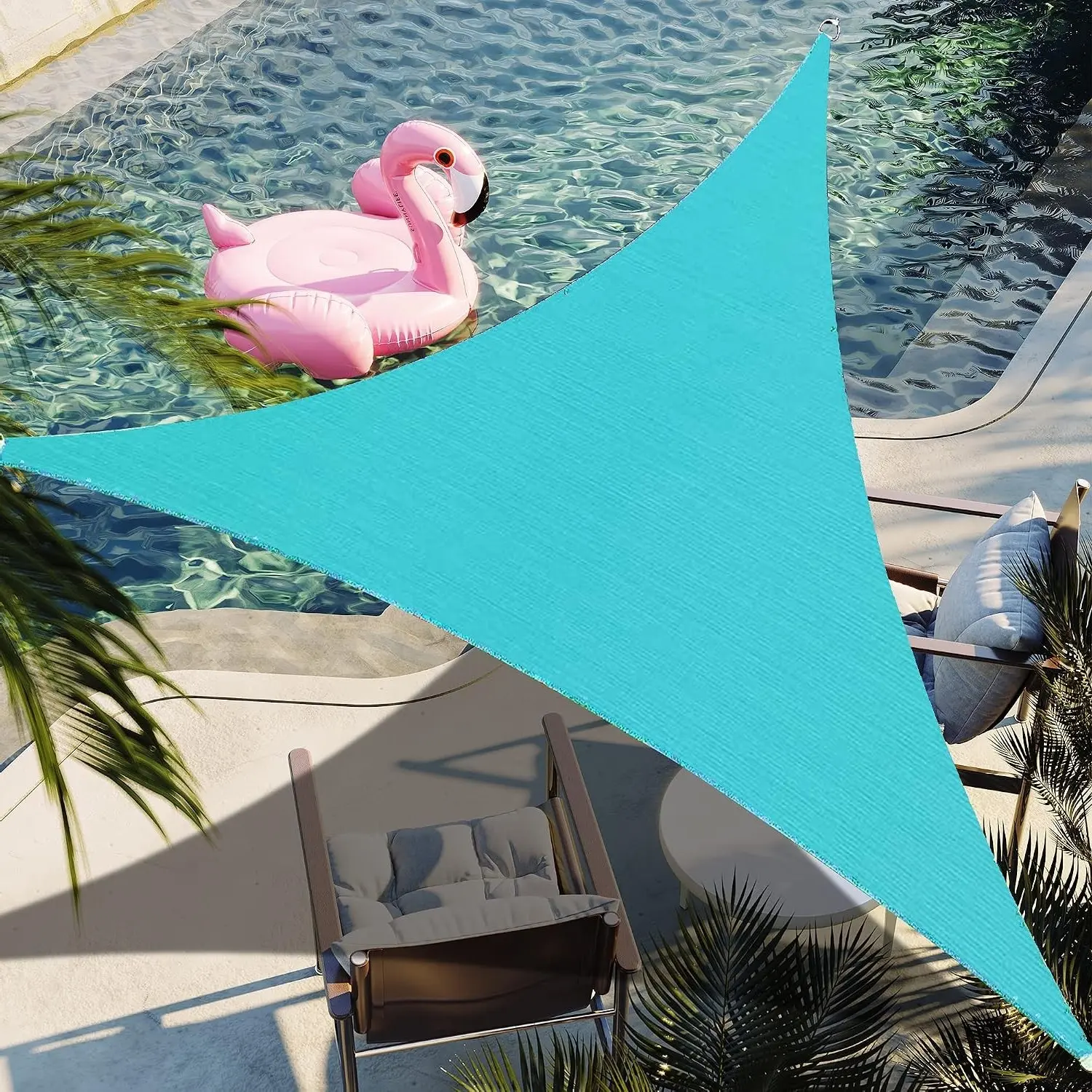 10' x 10' x 10' Turquoise Triangle Sun Shade Sail Canopy Durable UV Block Fabric Awning
