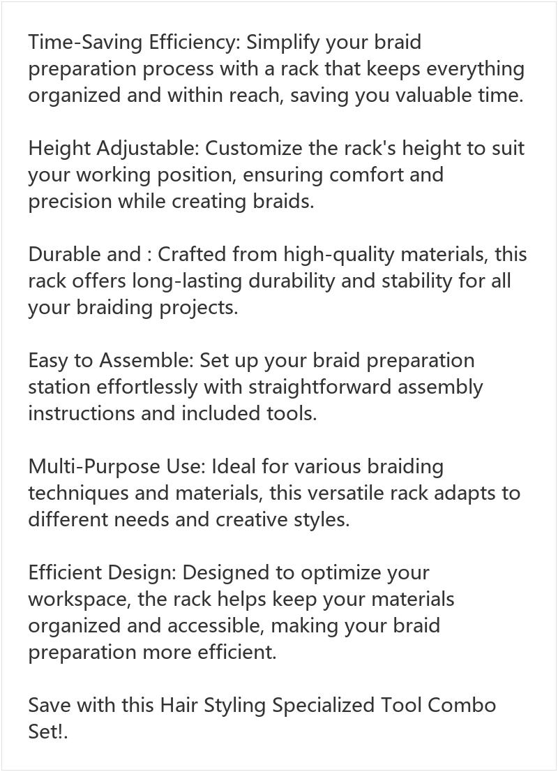 144 Pegs Standing Hair Braid Organizer, Height Adjustable Extension Holder and Display Rack for Hair Braiding, Easy to Assemble Divider Stand, Professional Hair Styling Tool Combo Set for Salon