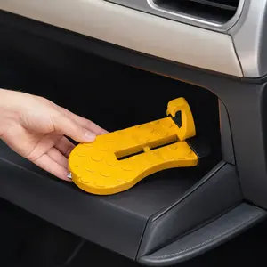 Multi-Foldable Aluminum Alloy Car Door Step with Glass Breaker, Roof Access Foot Step Hook Universal for Cars, SUVs and Trucks, Yellow 1 Pack