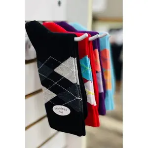 Women's Combed Cotton Crew Socks, Colorful Argyle Design, Choose 1 Pair Pack or 4 Pair Packs