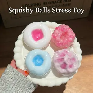3-Pack Squishy Stress Relief Squeeze Toys Handmade Ball Fidge Stress Sensory Toy Various Fillings for Kids Ages 6+ Gift Easter