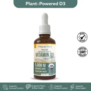 Plant-D3 Organic Vitamin D3 | 5000 IU – Vegan Liquid Drops for Max Strength & High Absorption  Adjustable Dosing (1 oz Liquid) Supplements Healthcare