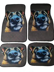 Funny 3D German Shepherd Car Floor Mats Anti-Slip Auto Liners for Front & Rear Seats Durable Pet Pattern Vehicle Foot Pads Ideal for Pet Owners, Easy Install