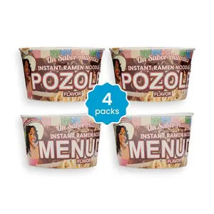 Cielo Instant Ramen Noodle, Pozole + Menudo Flavor 2 of Each, 80g Each, Instant Prep, Quick Meal, 4 Packs, Quick Meal - Food Protein