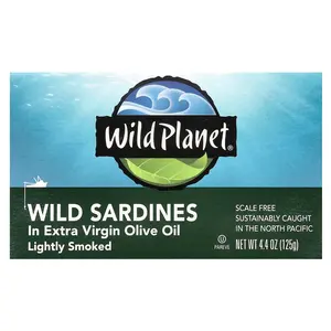 Wild Planet Wild Sardines In Extra Virgin Olive Oil, Lightly Smoked, 4.4 oz (125 g)