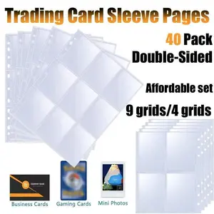 9 Bag/4 Bag Trading Card Pages, Pocket Collection Card Binder, 40 Dual-Sided Card Book Pages, Fits 720/320 Cards, Transparent Protection