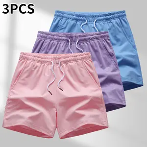 Women’s casual athletic set for spring/summer (3 pieces): drawstring shorts with two pockets, comfortable sports pants with a drawstring waist, thin mid-length women’s shorts for outdoor wear, suitable for running and exercise, casual straight wide-leg sh